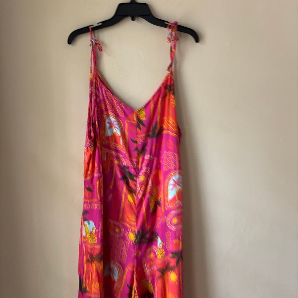 Old Navy Sleeveless Wide-Leg Jumpsuit Pink Tropical Beachy Size 3X - Picture 8 of 13